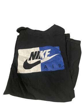 Nike Black Graphic Tee with Blue and White Logo size XL